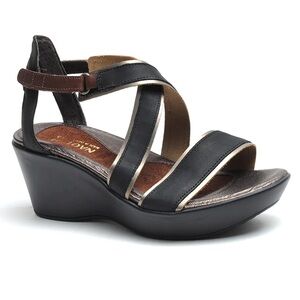 Naot Gesture Wedge Sandals Women’s Leather 3” Heel NWOT Sz 39 US 8